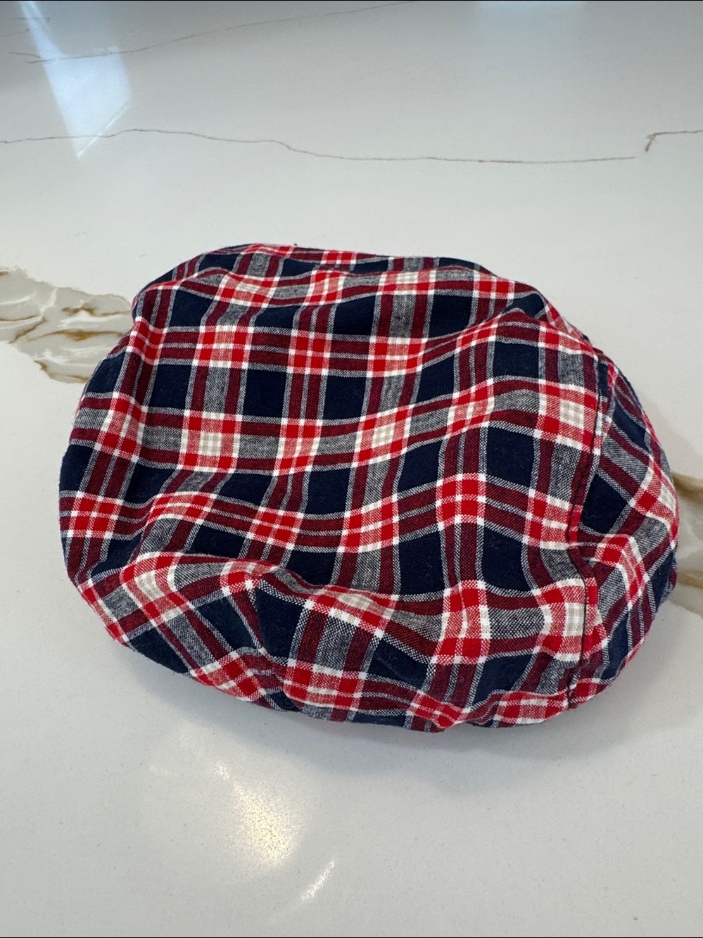 Janie and Jack Red Navy Plaid Newsboy Cap - Picture 5 of 16
